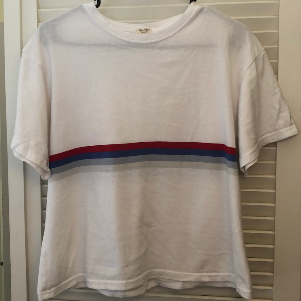 White Copped Top With Stripes